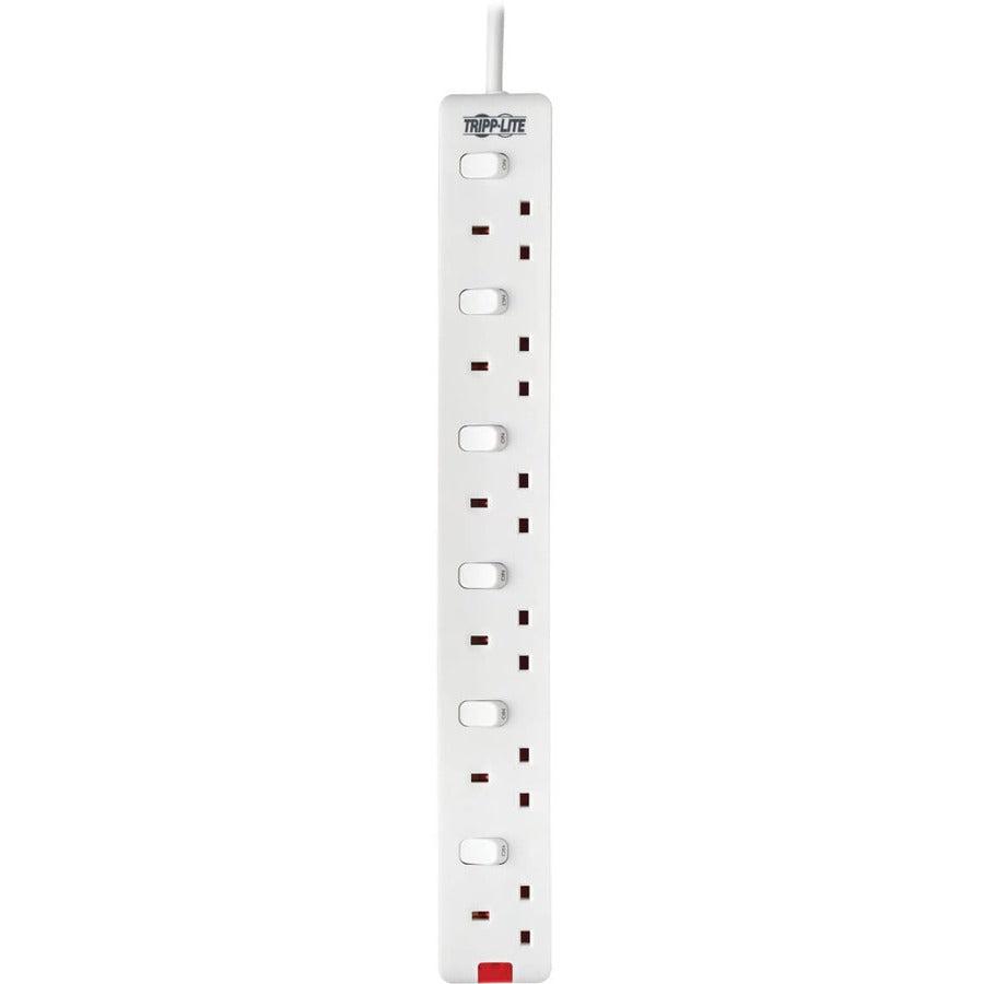 Tripp Lite Ps6B35W 6-Outlet Power Strip - British Bs1363A Outlets, Individually Switched, 220-250V, 13A, 3 M Cord, White