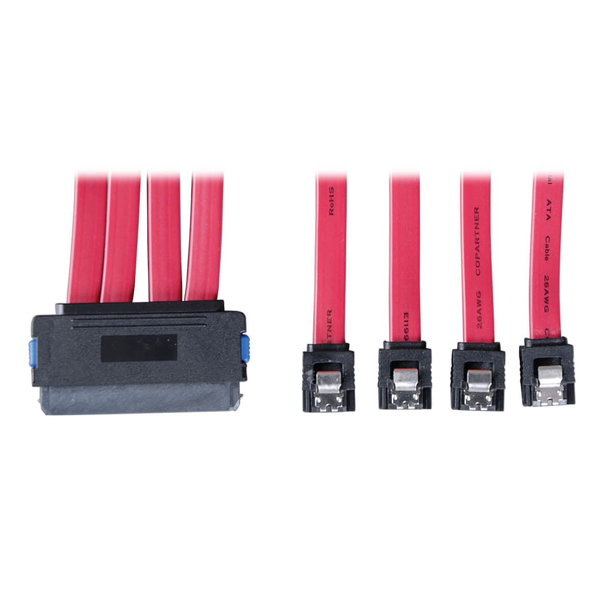 Tripp Lite S502-20N Internal Sas Cable, 4-In-1 32Pin (Sff-8484) To 4 X 7Pin Cable, 20-In. (0.5M)