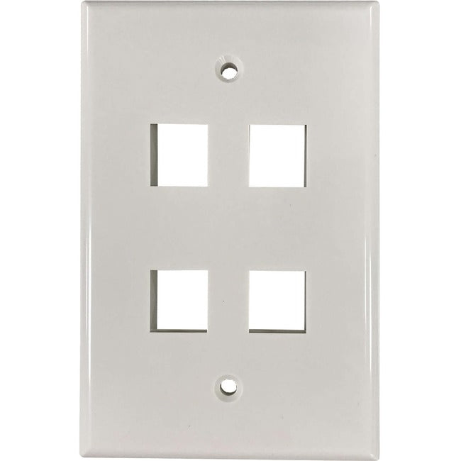 Tripp Lite Safe-It 4-Port Single-Gang Keystone Wall Plate, Antibacterial, Ivory Gloss, Taa