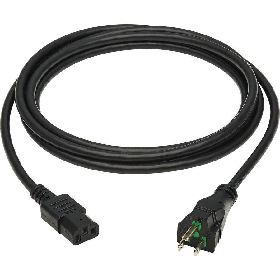 Tripp Lite Safe-It Antibacterial Hospital-Grade Power Cord, 5-15P To C13 - Green Dot, 13A, 125V, 16 Awg, Black, 6 Ft. (1.8 M)