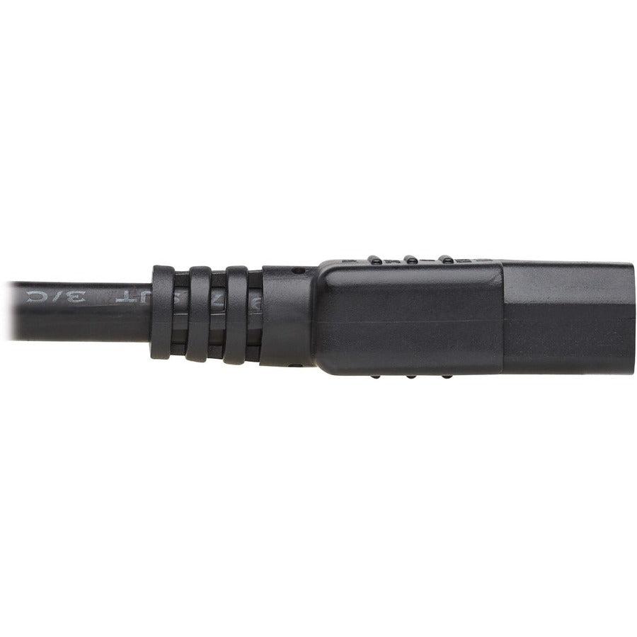 Tripp Lite Safe-It Antibacterial Hospital-Grade Power Cord, 5-15P To C13 - Green Dot, 13A, 125V, 16 Awg, Black, 8 Ft. Coiled Cord (2.4 M)