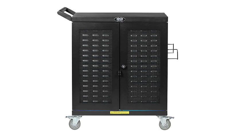 Tripp Lite Safe-It Uv Locking Storage Cart For Mobile Devices And Av Equipment, Antimicrobial, Wood-Grain Top - Cart (Charge And Secure) - Lockable - Wood, Heavy Duty Steel - Black - Output: Ac 120 V