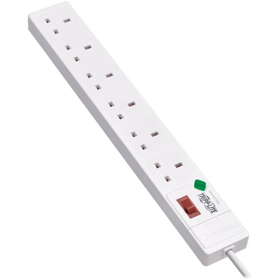 Tripp Lite Tlp6B18 6-Outlet Surge Protector - British Bs1363A Outlets, 220-250V Ac, 13A, 1.8 M Cord, Bs1363A Plug, White