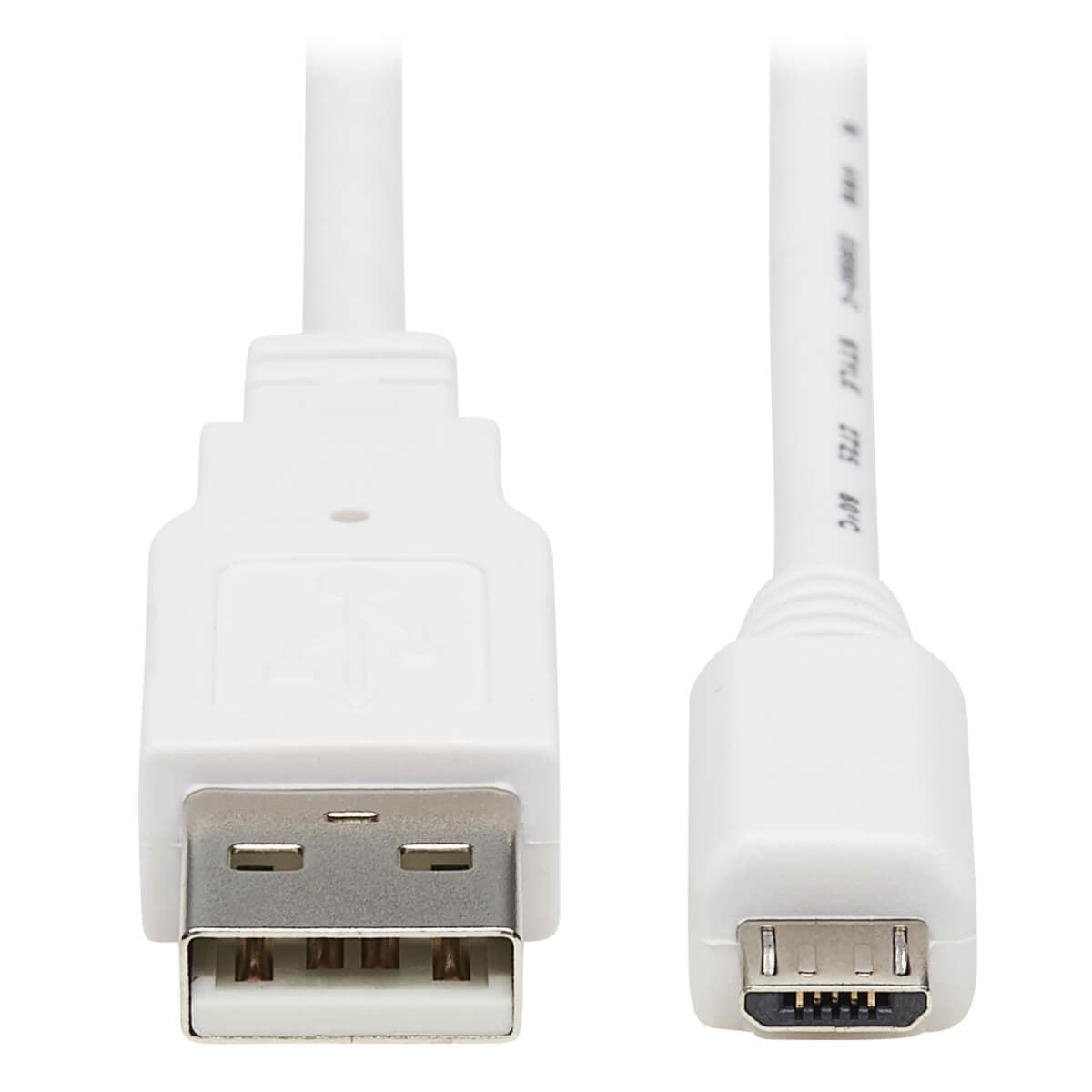 Tripp Lite U050Ab-003-Wh Safe-It Usb-A To Usb Micro-B Antibacterial Cable (M/M), Usb 2.0, White, 3-Ft. (0.91 M)