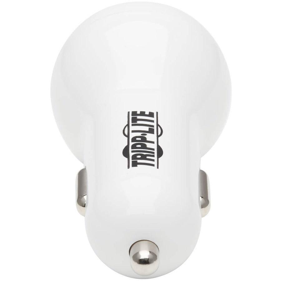 Tripp Lite U280-C02-30W-K Dual-Port Usb Car Charger - 30W Pd Charging, Usb-C (18W) & Usb-A (12W), Usb-C To Lightning Cable, White