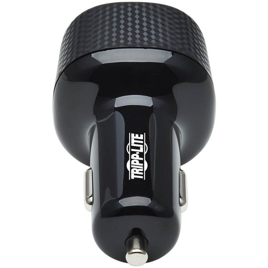 Tripp Lite U280-C02-45W-1B Dual-Port Usb Car Charger With 45W Charging - Usb-C (27W) Qc4+, Usb-A (18W) Qc 3.0, Black