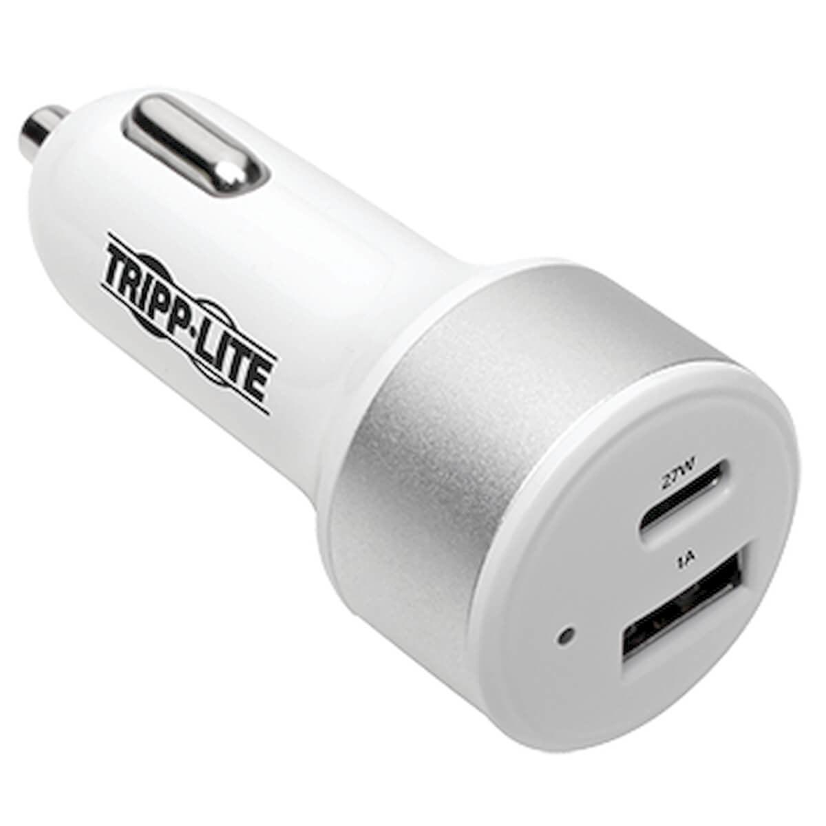 Tripp Lite U280-C02-C1A1 Dual-Port Usb Car Charger With Pd Charging - Usb Type C (27W) &amp; Usb Type A (5V 1A/5W), Ul 2089