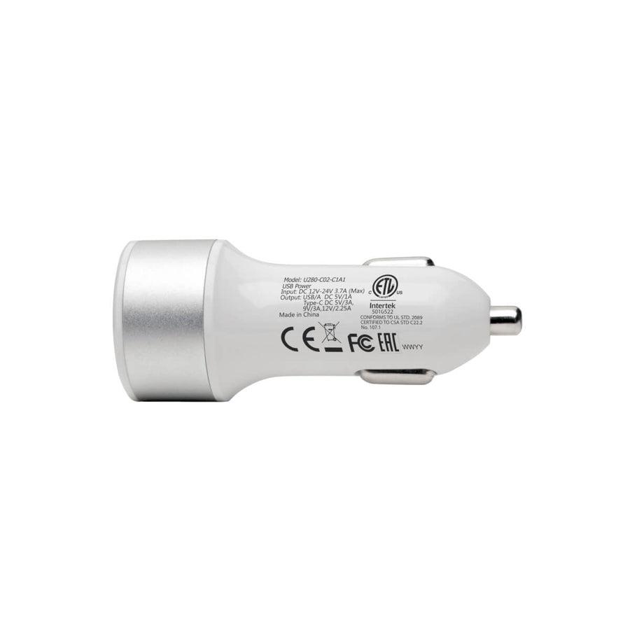 Tripp Lite U280-C02-C1A1 Dual-Port Usb Car Charger With Pd Charging - Usb Type C (27W) &amp; Usb Type A (5V 1A/5W), Ul 2089