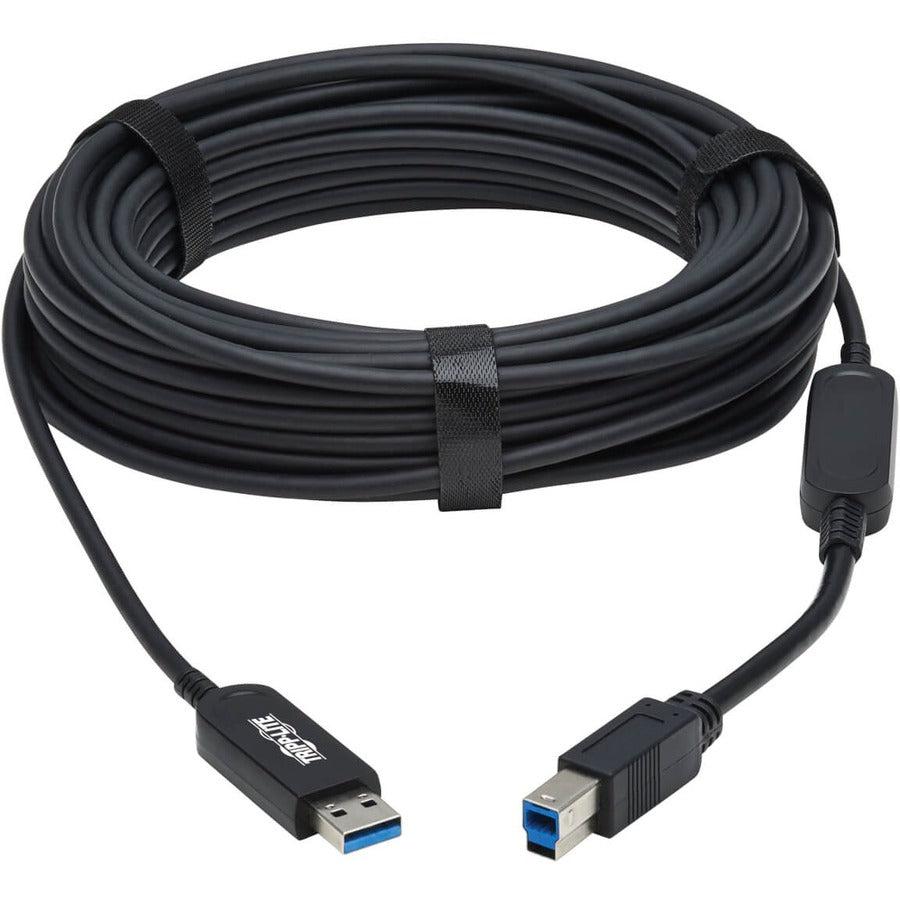 Tripp Lite U328F-30M Usb 3.2 Gen 1 Plenum-Rated Fiber Active Optical Cable (Aoc) - A/B M/M, Black, 30 M