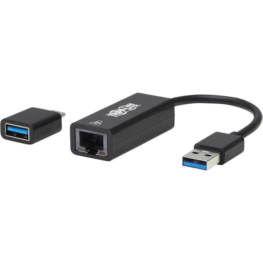 Tripp Lite U336-000-Gb-Ca Usb-C, Usb-A To Rj45 Gigabit Ethernet Network Adapter (2Xm/F), Usb 3.2 Gen 1, Black