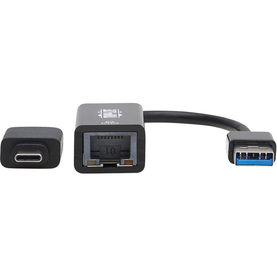 Tripp Lite U336-000-Gb-Ca Usb-C, Usb-A To Rj45 Gigabit Ethernet Network Adapter (2Xm/F), Usb 3.2 Gen 1, Black
