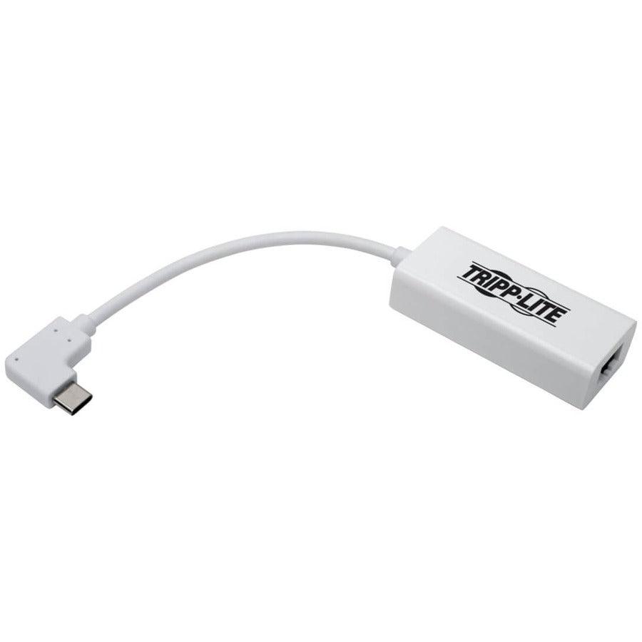 Tripp Lite U436-06N-Gbw-Ra Usb-C To Gigabit Network Adapter With Right Angle Usb-C, Thunderbolt 3 Compatibility - White