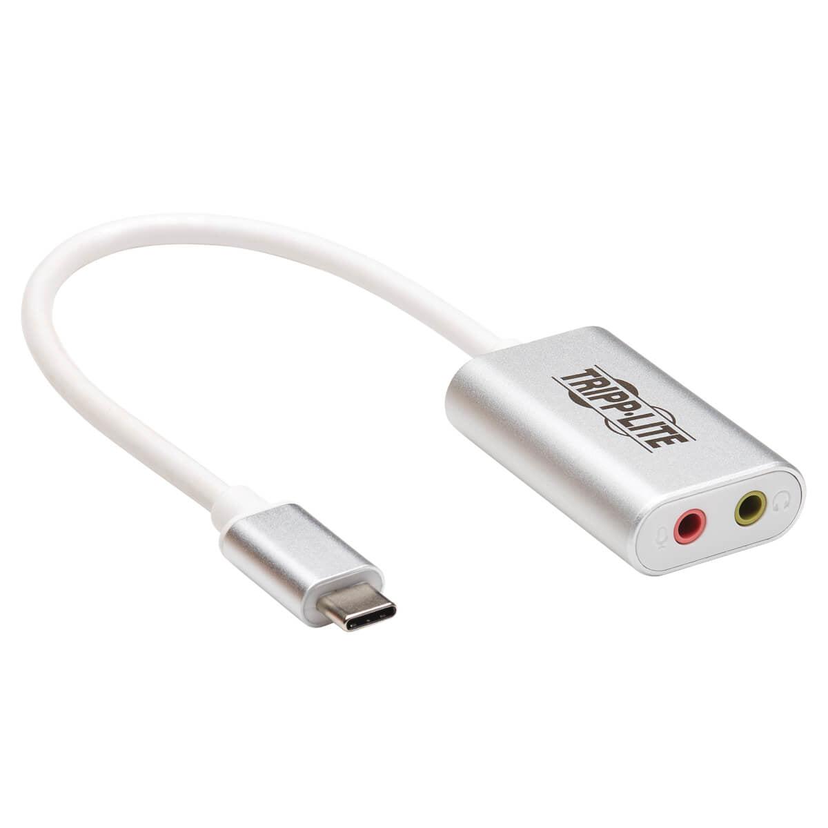 Tripp Lite U437-002 2-Port Usb-C To 3.5 Mm Stereo Audio Adapter - Usb 2.0, Silver