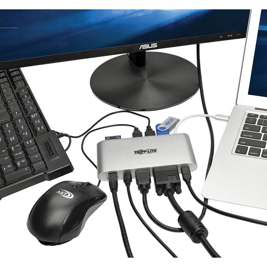 Tripp Lite U442-Dock1 Usb-C Dock, Dual Display - 4K Hdmi/Mdp, Vga, Usb 3.2 Gen 1, Usb-A/C Hub, Gbe, Memory Card, 100W Pd Charging