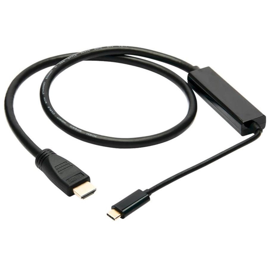 Tripp Lite U444-003-H4K6Bm Usb-C To Hdmi Active Adapter Cable (M/M), 4K 60 Hz, 4:4:4, Hdcp 2.2, Mid-Cable Adapter, Black, 3 Ft. (0.9 M)