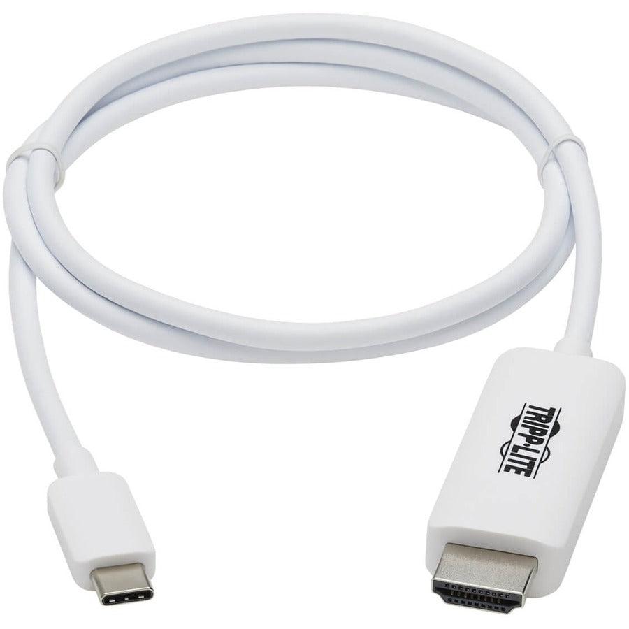 Tripp Lite U444-003-Hwe Usb-C To Hdmi Adapter Cable (M/M), 4K, 4:4:4, Thunderbolt 3 Compatible, White, 3 Ft. (0.9 M)