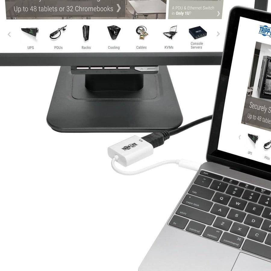 Tripp Lite U444-06N-Dp8W Usb-C To Displayport Active Adapter Cable With Equalizer (M/F), Uhd 8K, Hdr, Dp 1.4, White, 6 In. (15.2 Cm)