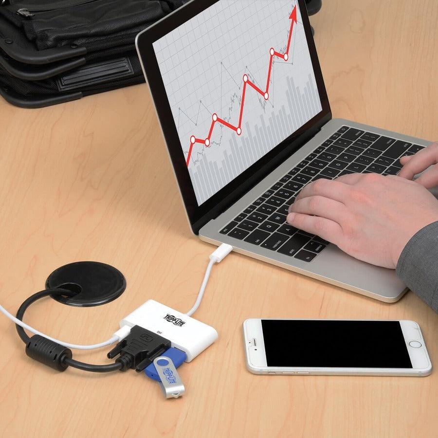 Tripp Lite U444-06N-Du-C Usb-C To Dvi Adapter With Usb-A Port And Pd Charging, White