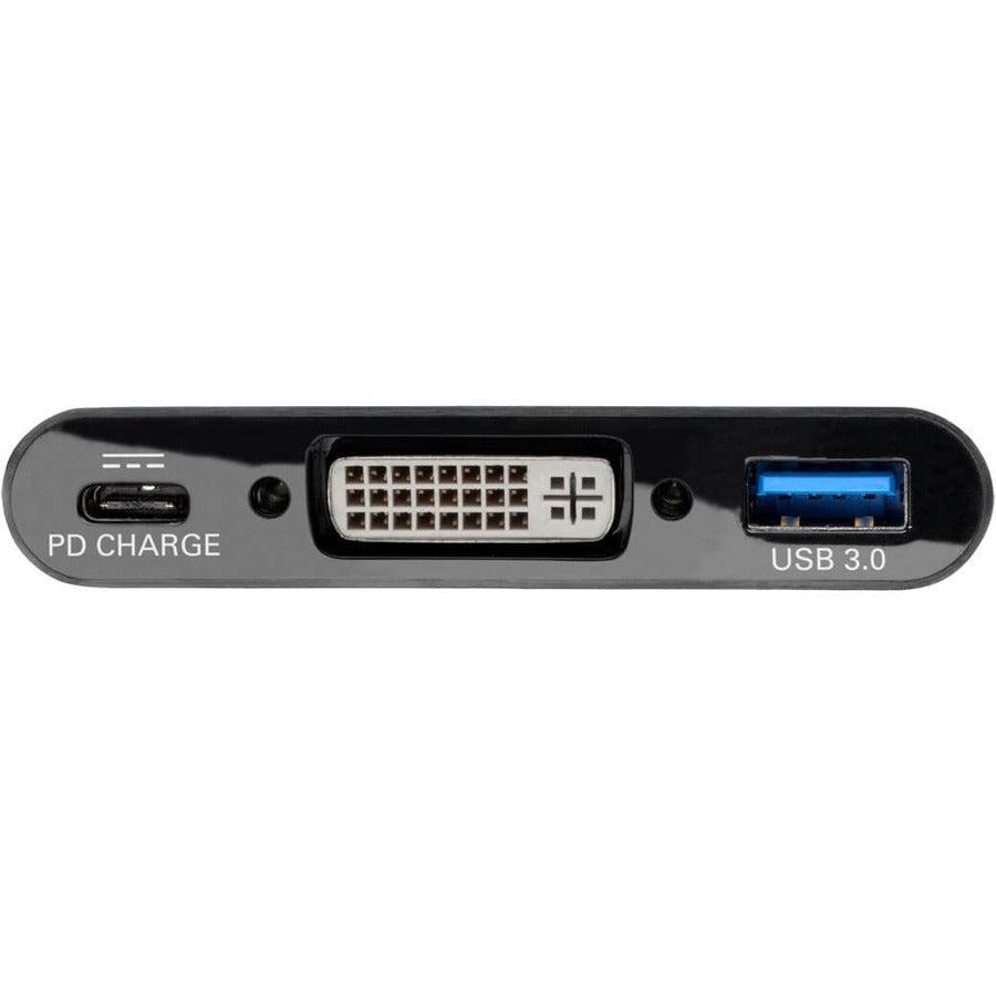 Tripp Lite U444-06N-Dub-C Usb-C To Dvi Adapter With Usb-A Port And Pd Charging, Black