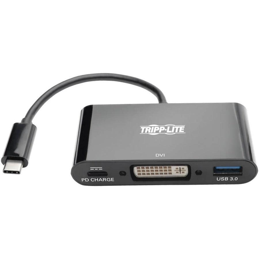 Tripp Lite U444-06N-Dub-C Usb-C To Dvi Adapter With Usb-A Port And Pd Charging, Black