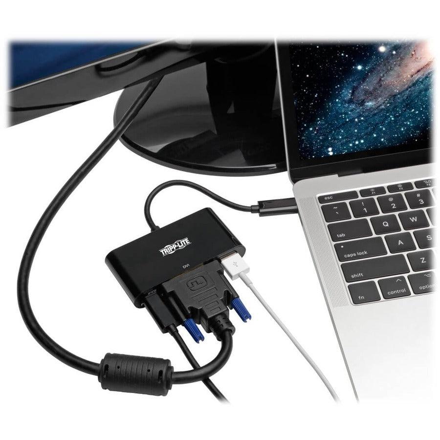 Tripp Lite U444-06N-Dub-C Usb-C To Dvi Adapter With Usb-A Port And Pd Charging, Black