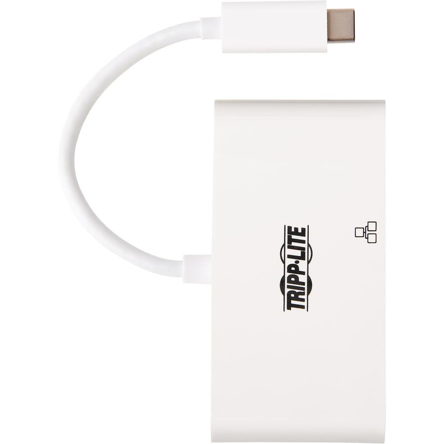 Tripp Lite U444-06N-H4Gu-C Usb-C Multiport Adapter - 4K Hdmi, Usb-A Port, Gbe, 60W Pd Charging, Hdcp, White