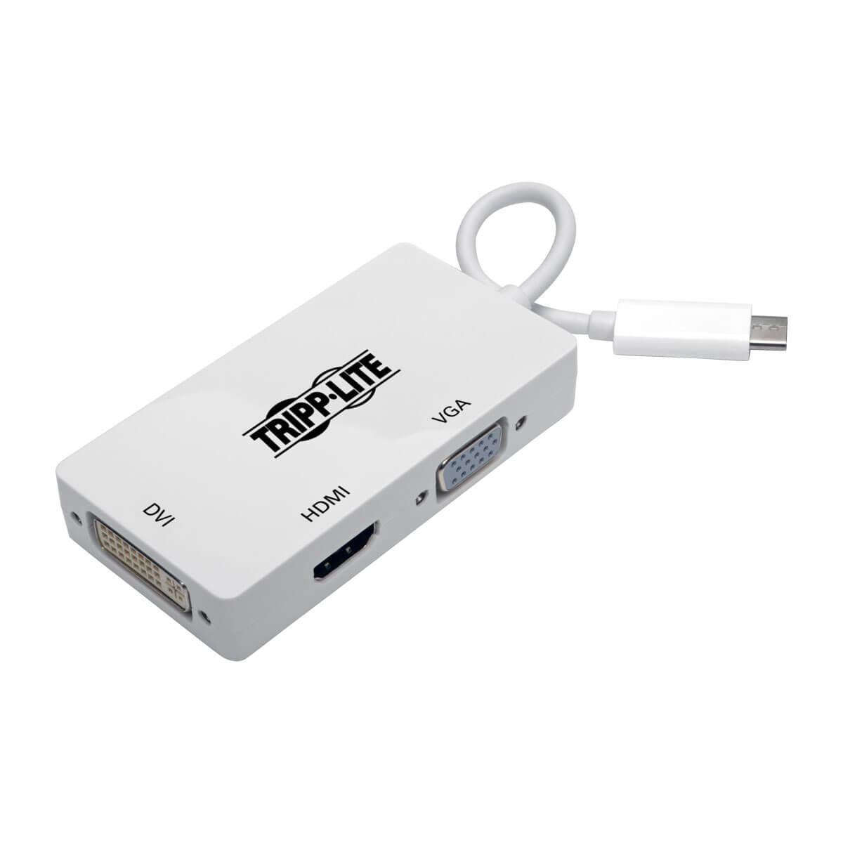 Tripp Lite U444-06N-Hdv4K Usb-C Multiport Adapter (M/3Xf) - 4K Hdmi, Dvi, Vga, Hdcp, White