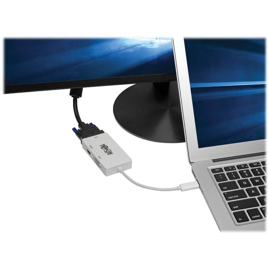 Tripp Lite U444-06N-Hdv4K Usb-C Multiport Adapter (M/3Xf) - 4K Hdmi, Dvi, Vga, Hdcp, White