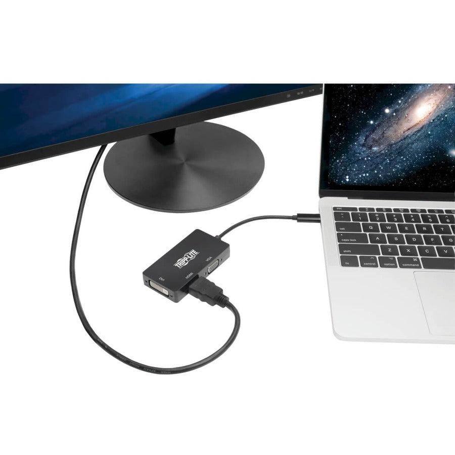 Tripp Lite U444-06N-Hdv4Kb Usb-C Multiport Adapter (M/3Xf) - 4K Hdmi, Dvi, Vga, Hdcp, Black