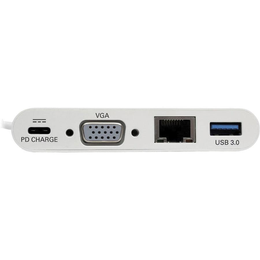 Tripp Lite U444-06N-Vgu-C Usb-C Multiport Adapter, Vga, Usb-A Port, Gbe And Pd Charging, White