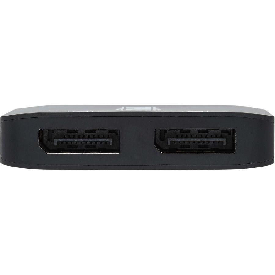 Tripp Lite U444-2Dp-Mst4K6 Usb-C Adapter, Dual Display - 4K 60 Hz Displayport, 8K, Hdr, 4:4:4, Hdcp 2.2, Dp 1.4 Alt Mode, Black