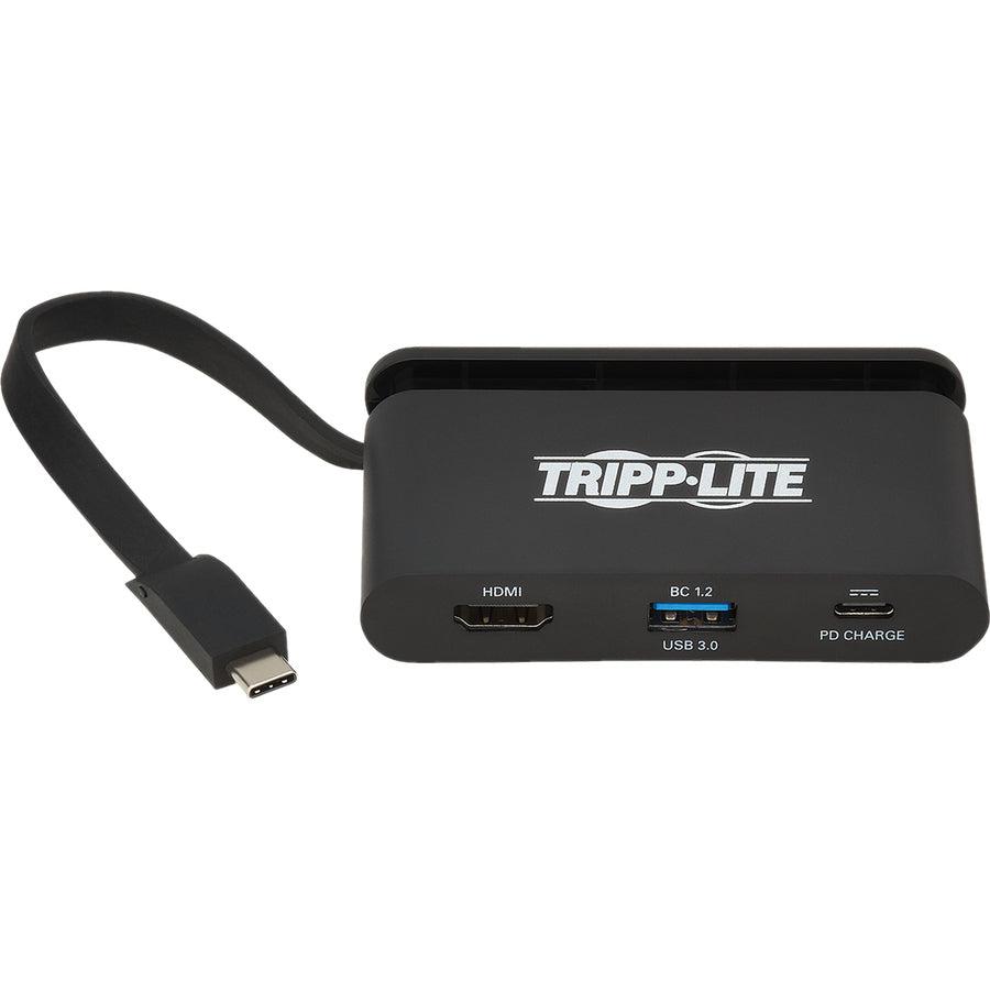 Tripp Lite U444-T6N-H4Ubc Usb-C Multiport Adapter - 4K Hdmi, Usb-A, Self-Storing Cable, 100W Pd Charging, Black