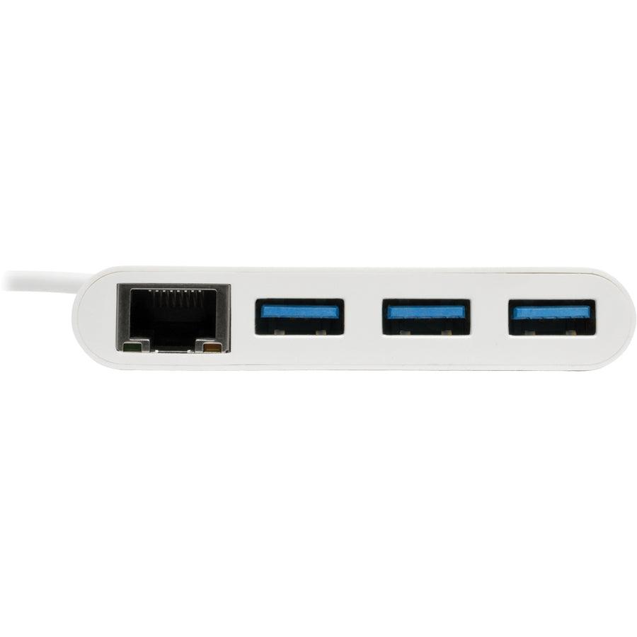 Tripp Lite U460-003-3Ag 3-Port Usb-C Hub With Lan Port, Usb-C To 3X Usb-A Ports, Gbe, Usb 3.0, White