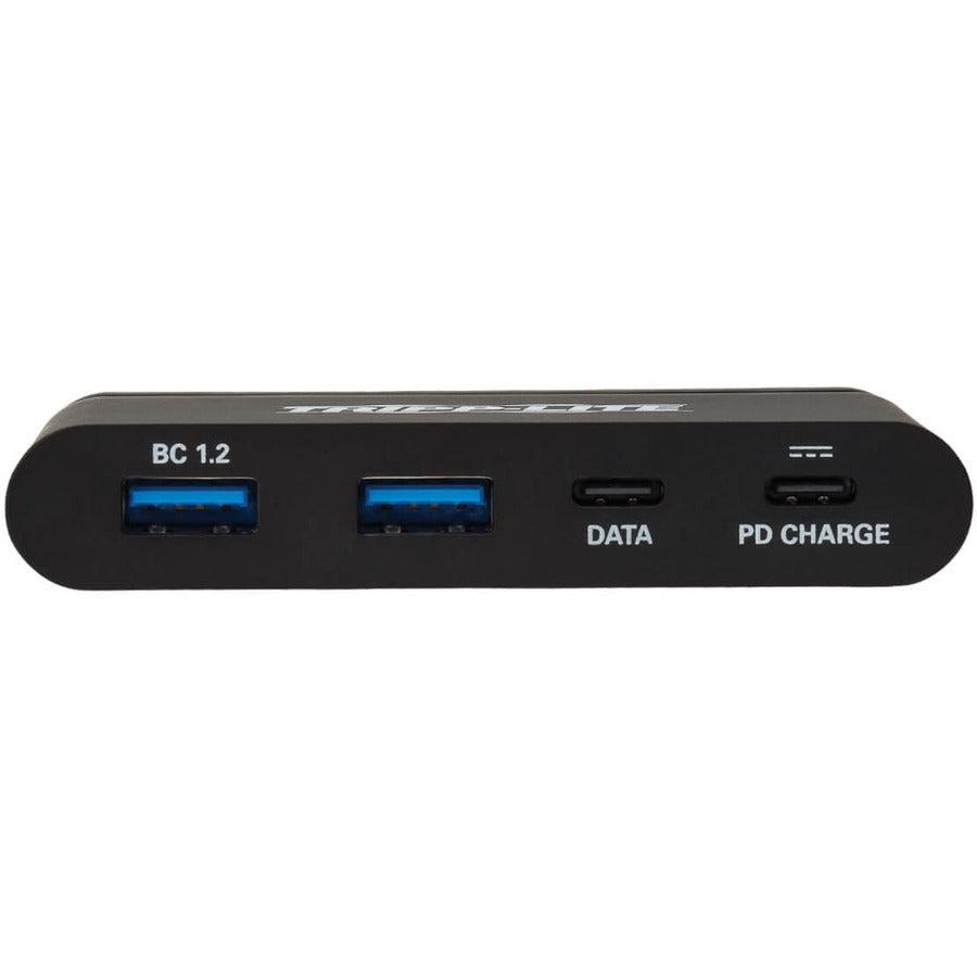 Tripp Lite U460-T04-2A2C-1 4-Port Usb-C Hub With Self-Storing Cable And Power Delivery, 2X Usb-A, 2X Usb-C, 100W Pd 3.0, Usb 3.0