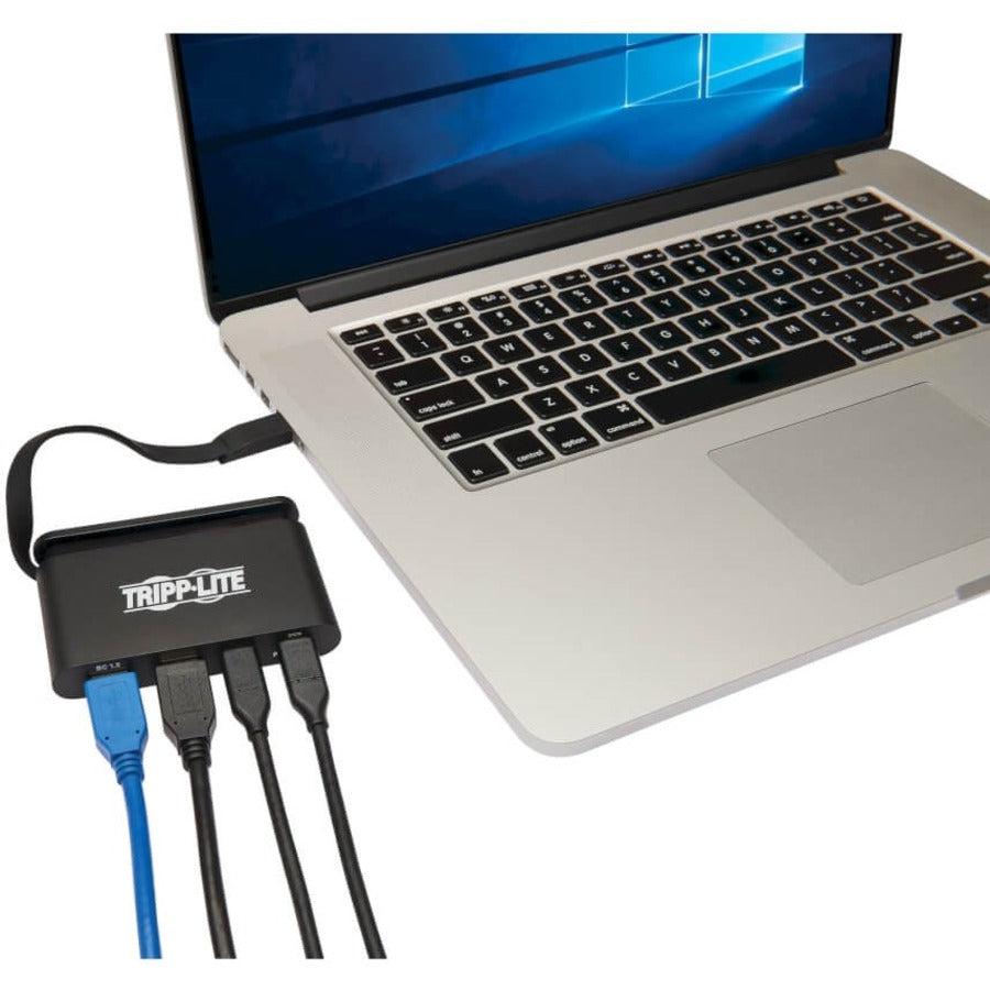 Tripp Lite U460-T04-2A2C-1 4-Port Usb-C Hub With Self-Storing Cable And Power Delivery, 2X Usb-A, 2X Usb-C, 100W Pd 3.0, Usb 3.0