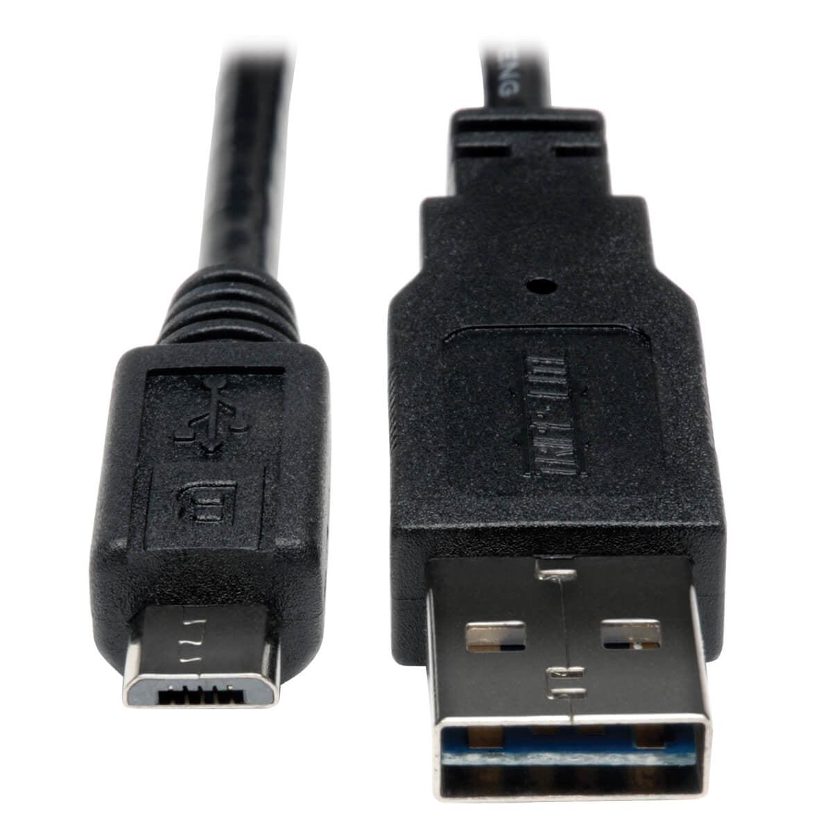 Tripp Lite Ur050-001 Universal Reversible Usb 2.0 Cable (Reversible A To 5Pin Micro B M/M), 1 Ft. (0.31 M)