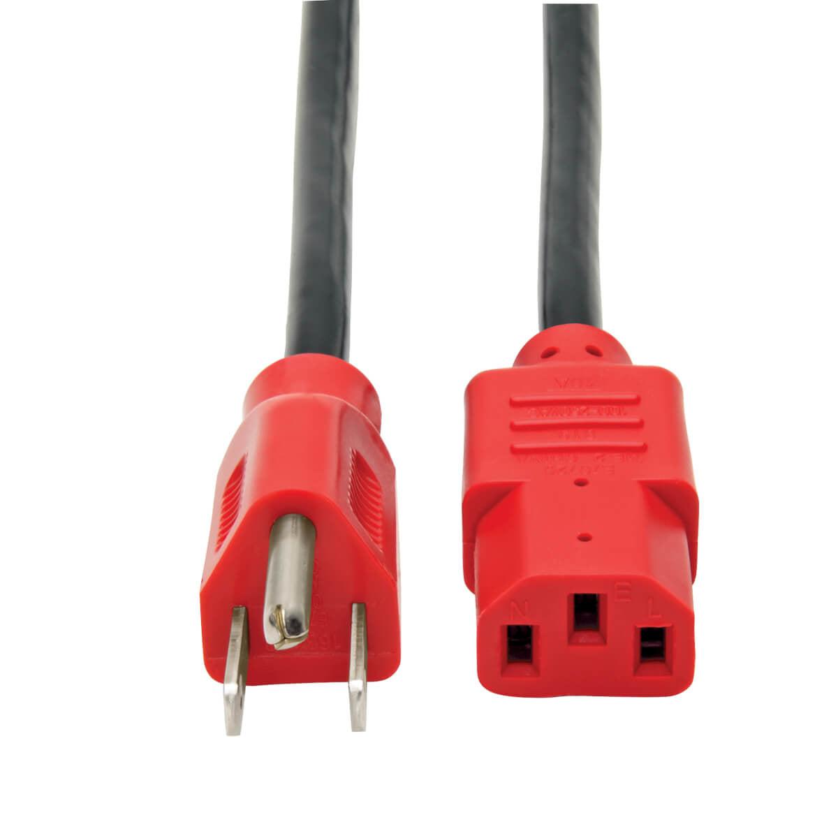 Tripp Lite Universal Computer Power Cord Lead Cable, 10A, 18Awg (Nema 5-15P To Iec-320-C13 With Red Plugs), 1.22 M (4-Ft.)