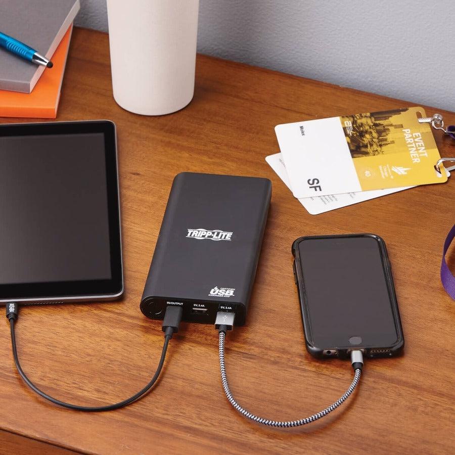 Tripp Lite Upb-20K0-2U1C Portable Charger - 2X Usb-A, Usb-C With Pd Charging, 20,100Mah Power Bank, Lithium-Ion, Usb-If, Black