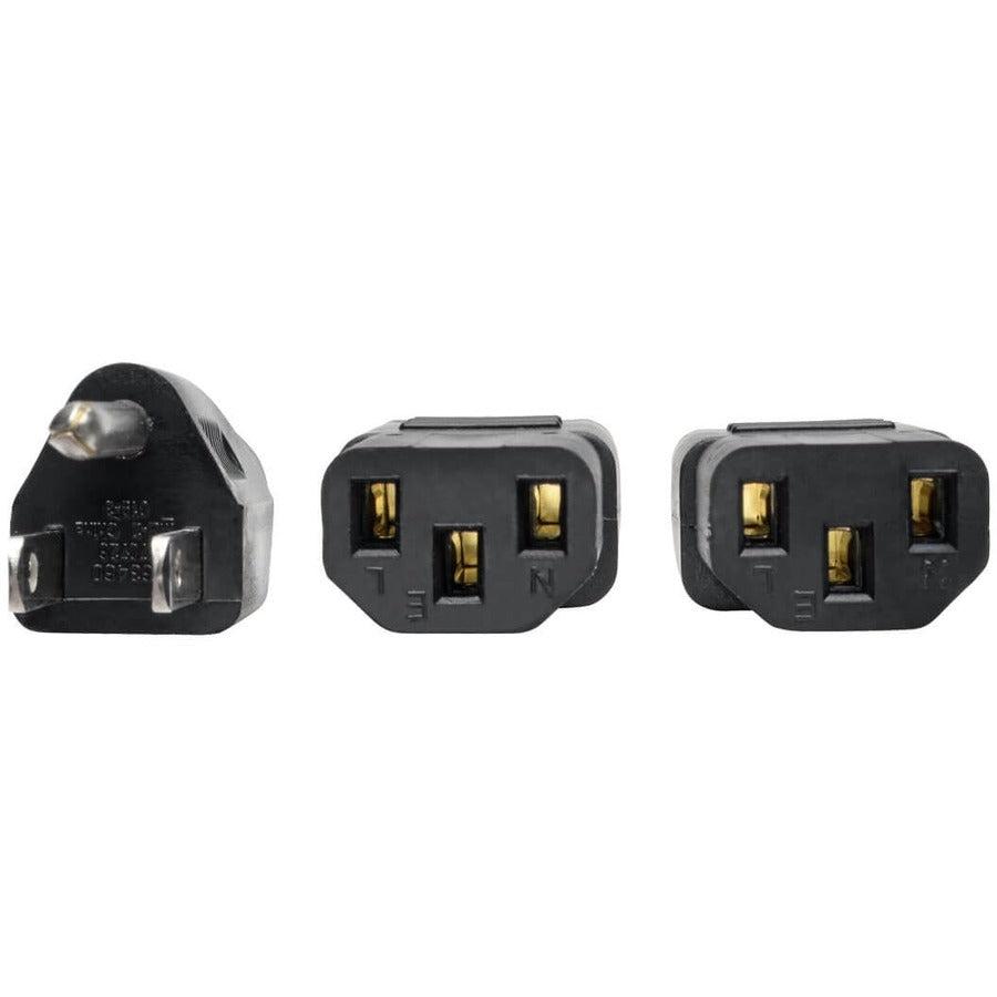 Tripp Lite Y Splitter Power Cable, Nema 5-15P To 2X C13 - 10A, 125V, 18 Awg, 1.5 Ft., Black