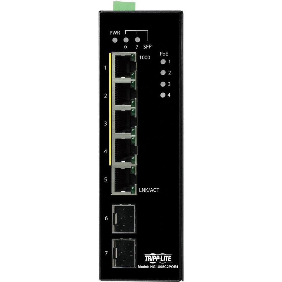 Tripp Lite by Eaton 5-Port Unmanaged Industrial Gigabit Ethernet Switch - PoE+ DIN Mount | TecISoft NGI-U05C2POE4