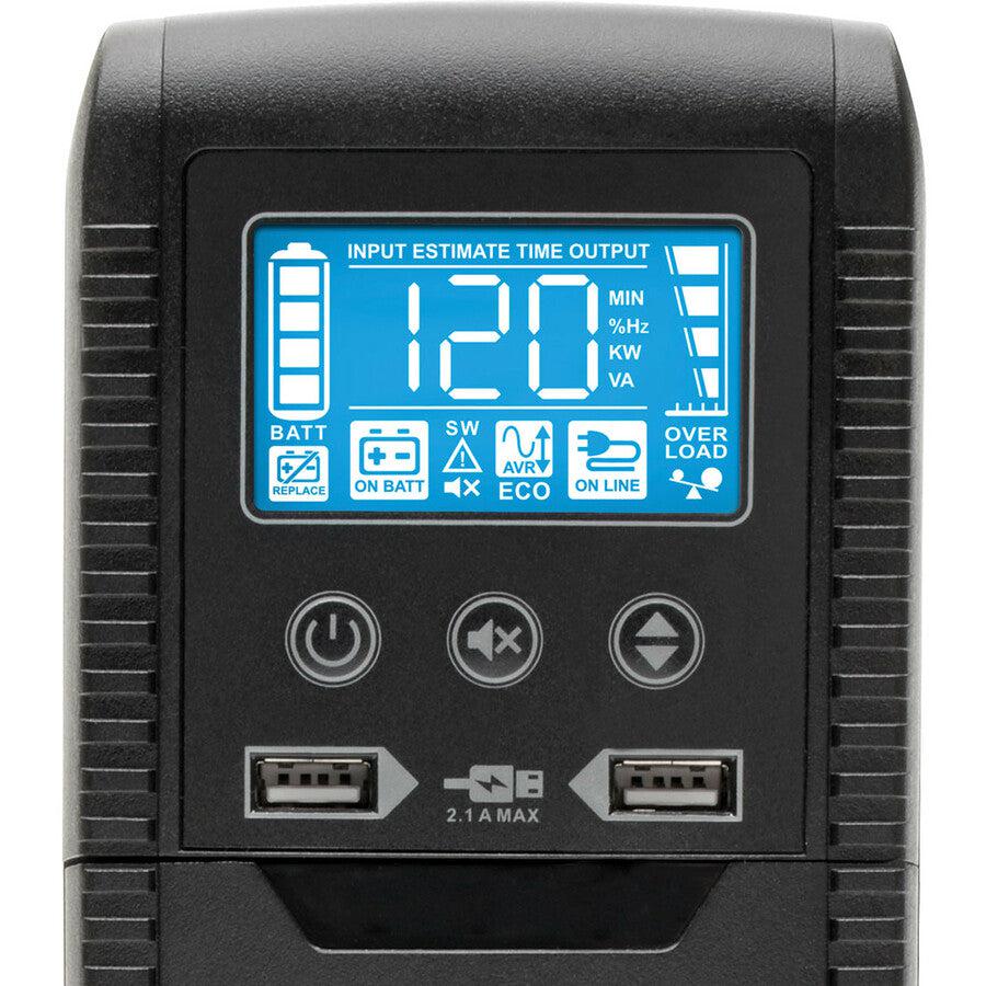 Tripp Lite series Line Interactive UPS with USB and 10 Outlets - 120V, 1300VA, 720W, 50/60 Hz, AVR, ECO Series, ENERGY STAR V2.0 ECO1300LCD