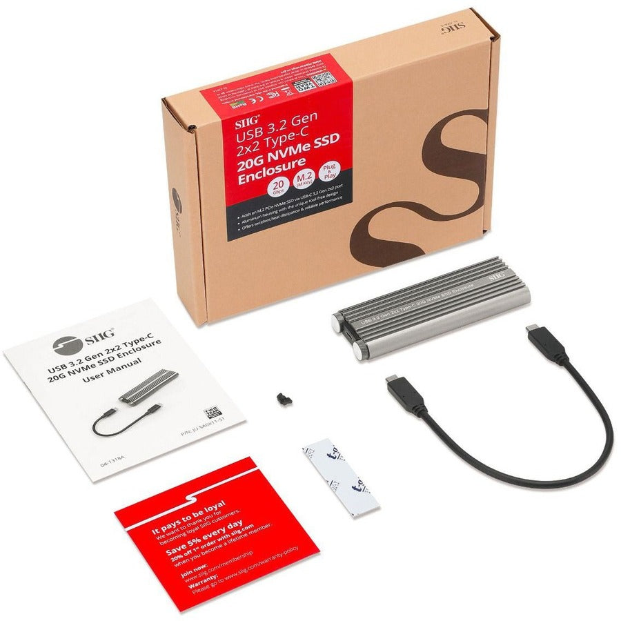 USB 3.2 Gen 2x2 Type-C M.2 PCIe NVMe SSD Enclosure JU-SA0X11-S1