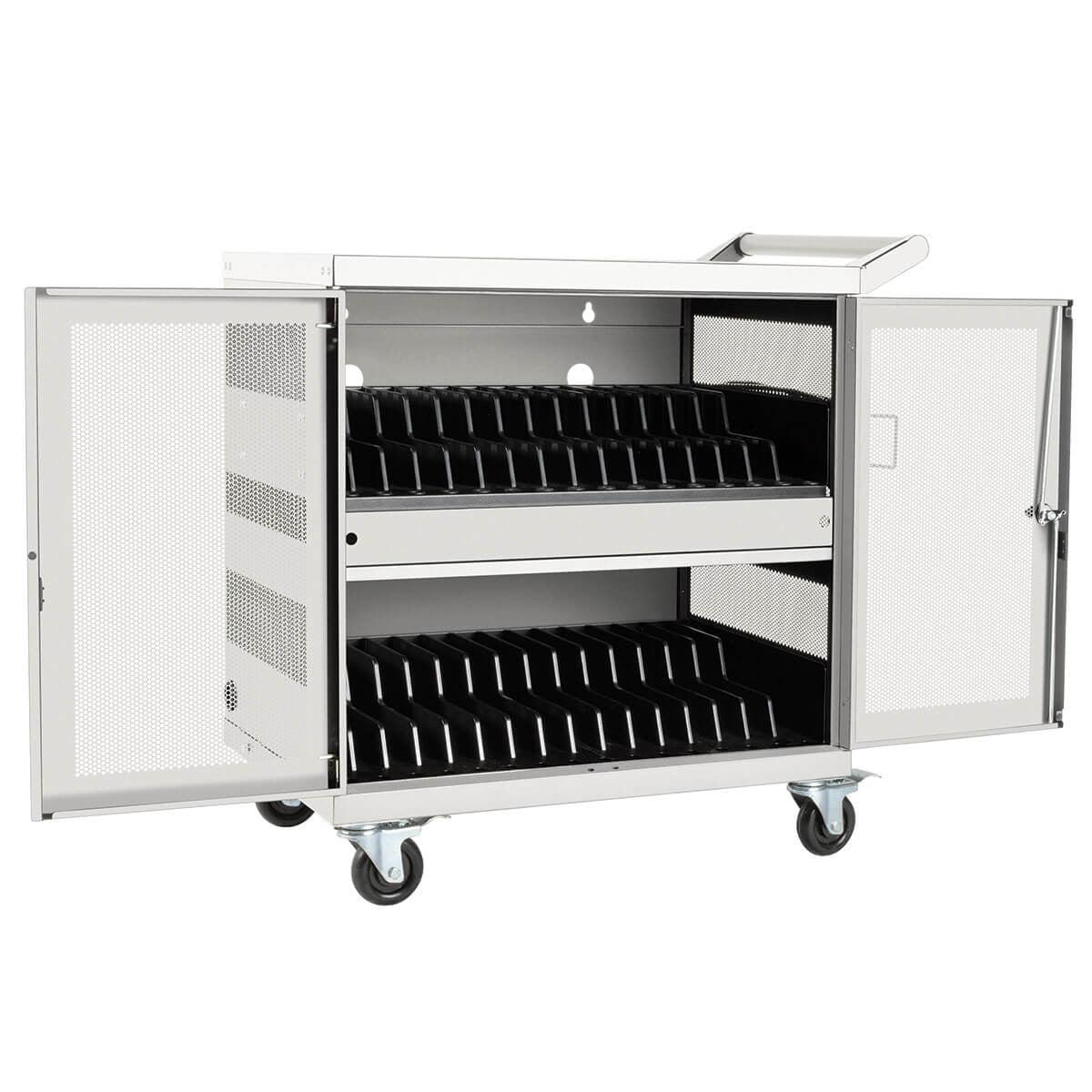 USB Charging Cart 32 Port - Multi Device Tablet Storage Solution | Tecisoft CSC32USBW