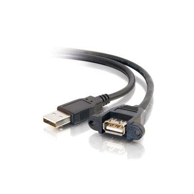 USB Extension Cable 1.5ft - Panel Mount USB 2.0 Male to Female | C2G 28062