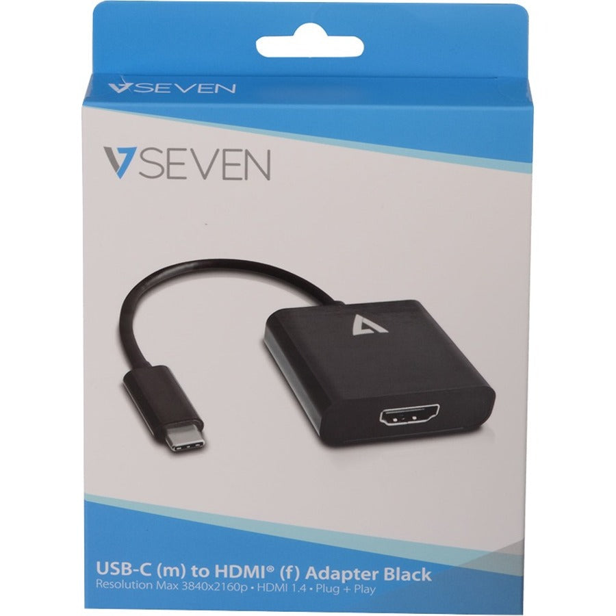 V7 Black USB Video Adapter USB-C Male to HDMI Female V7UCHDMI-BLK-1E