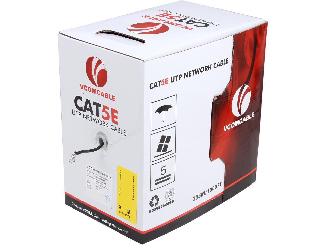 Vcom Nc514-1000-Black 1000Ft Cat5E Solid Utp Cable (Black)