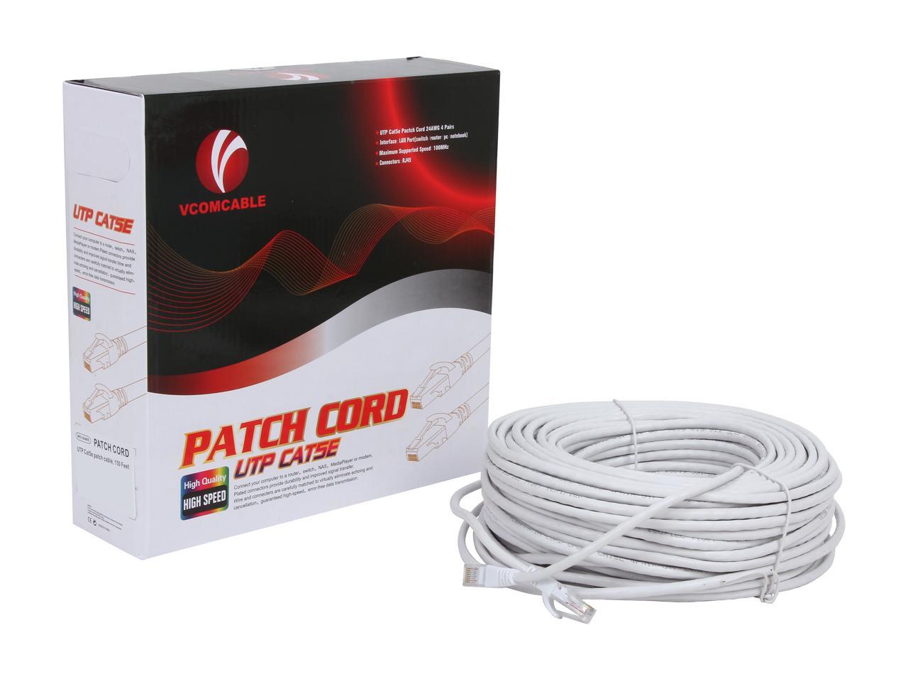 Vcom Np511-150-White 150Ft Cat5E Utp Molded Patch Cable (White)