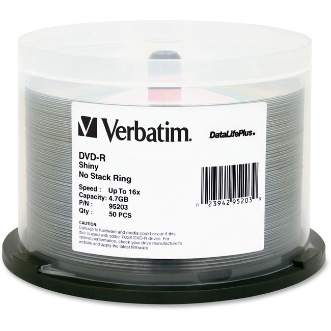 Verbatim Dvd-R 4.7Gb 16X Datalifeplus Shiny Silver Silk Screen Printable - 50Pk Spindle