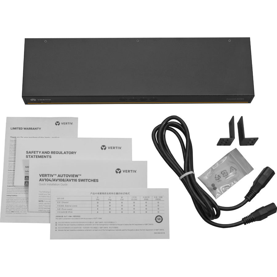 Vertiv Avocent 1X4 Kvm Switch With Usb, Push (Touch) Button Switching, Keystroke Switching,