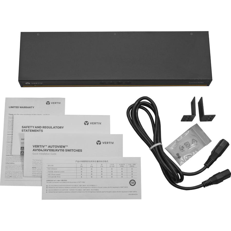 Vertiv Avocent 1X8 Kvm Switch With Usb, W/Osd, Push (Touch) Button Switching, Keystroke Switching,